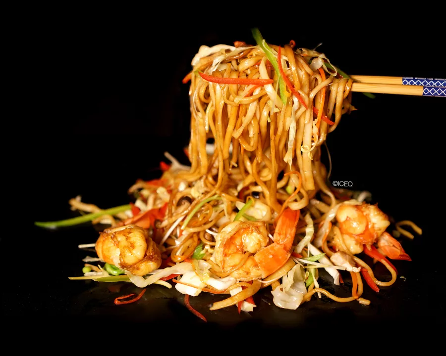 G nouilles sautees aux crevettes
