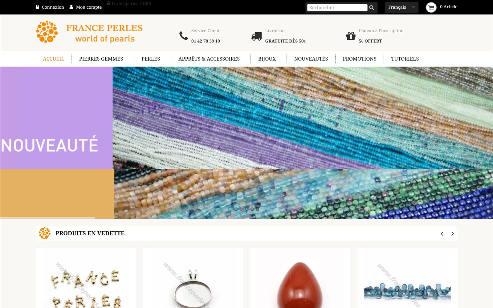 Capture du site internet France Perles